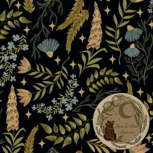 Black magic spring surface design seamless pattern