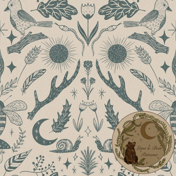 Nature hunt blue or gold non exclusive seamless pattern surface design