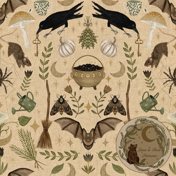 Effie’s Garden Friends | cottagecore | Halloween | surface design | seamless pattern | non-exclusive