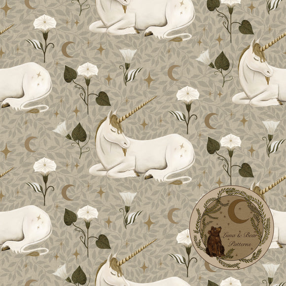 Moonflower Unicorn | surface design | seamless pattern | non-exclusive