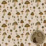 Patchwork mushroom seamless design surface design non-exclusive