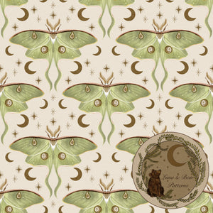 Luna moth | seamless pattern | surface design | standard repeat