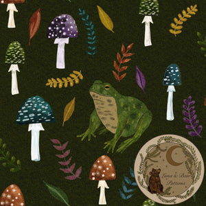 Rainbow mushroom frog Surface design seamless pattern exclusive colours