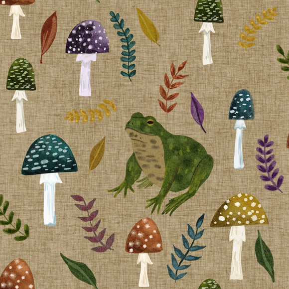 Rainbow mushroom frog Surface design seamless pattern exclusive colours