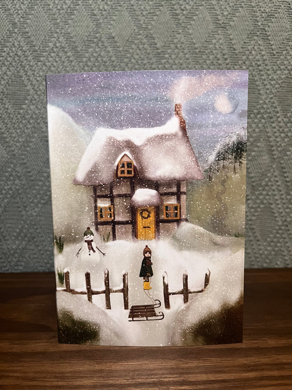 Winter Cottage Greetings Card