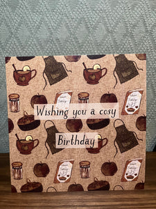 Cosy Birthday Autumn theme baking Birthday card