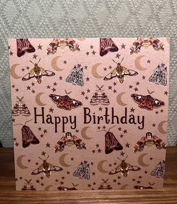 Moth print  Birthday Card